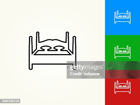 雙床黑色描邊線性圖示 雙床黑色描邊線性圖示