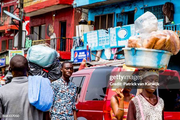 Local people on the street on October 30, 2017 in Lagos, Nigeria.