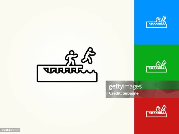jumping to swim black stroke linear icon - pool jump stock illustrations
