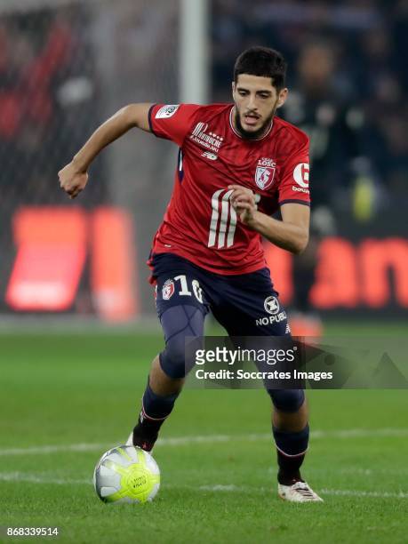 Yassine Benzia of Lille during the French League 1 match between Lille v Olympique Marseille at the Stade Pierre Mauroy on October 29, 2017 in Lille...