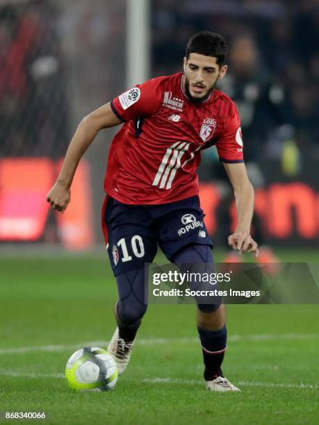 Yassine Benzia of Lille during the French League 1 match between Lille v Olympique Marseille at the Stade Pierre Mauroy on October 29, 2017 in Lille...