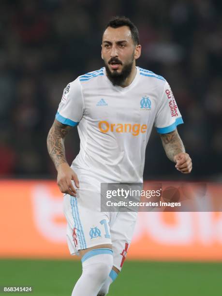 Kostas Mitroglou of Olympique Marseille during the French League 1 match between Lille v Olympique Marseille at the Stade Pierre Mauroy on October...