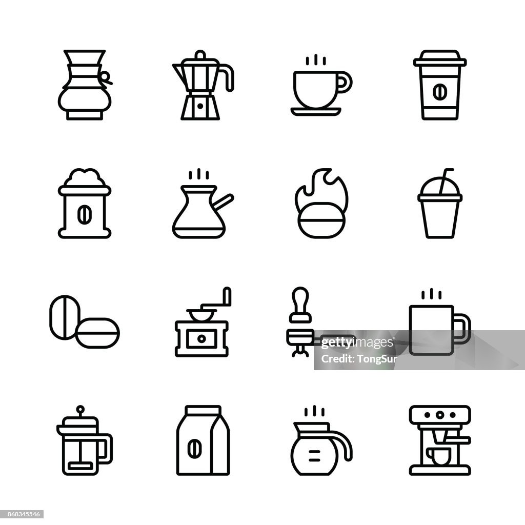 Koffie pictogrammen - lijn