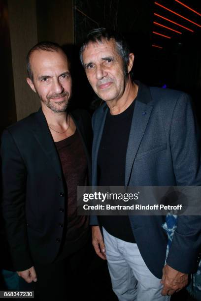 Calogero and Julien Clerc attend Claude Lelouch celebrates his 80th Birthday at Restaurant Victoria on October 30, 2017 in Paris, France.