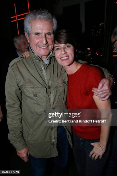 Claude Lelouch and Irene Jacob attend Claude Lelouch celebrates his 80th Birthday at Restaurant Victoria on October 30, 2017 in Paris, France.