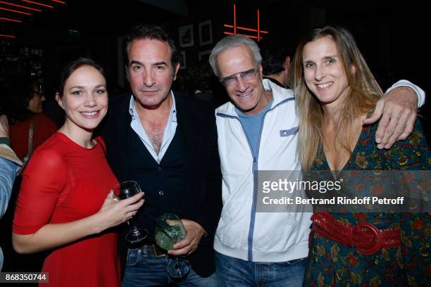 Nathalie Pechalat, Jean Dujardin, Christophe Lambert and Emilie Patou attend Claude Lelouch celebrates his 80th Birthday at Restaurant Victoria on...