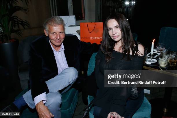 Patrick Poivre d'Arvor and Beatrice Dalle attend Claude Lelouch celebrates his 80th Birthday at Restaurant Victoria on October 30, 2017 in Paris,...