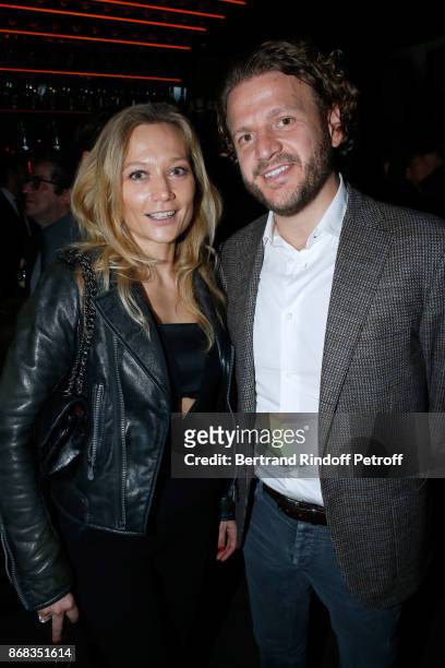 Caroline Vigneaux and guest attend Claude Lelouch celebrates his 80th Birthday at Restaurant Victoria on October 30, 2017 in Paris, France.