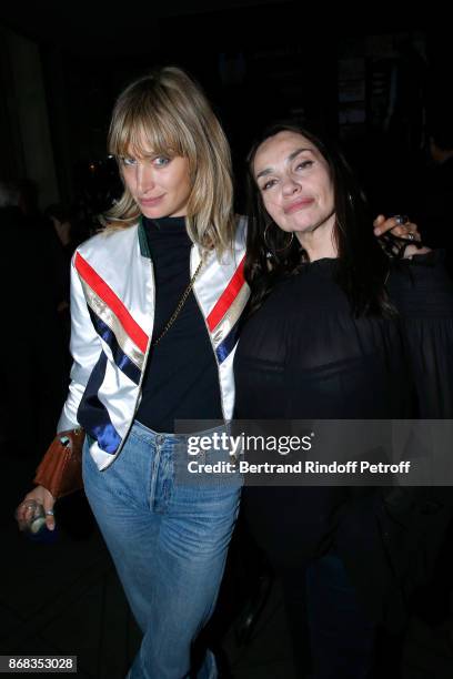 Pauline Lefevre and Beatrice Dalle attend Claude Lelouch celebrates his 80th Birthday at Restaurant Victoria on October 30, 2017 in Paris, France.