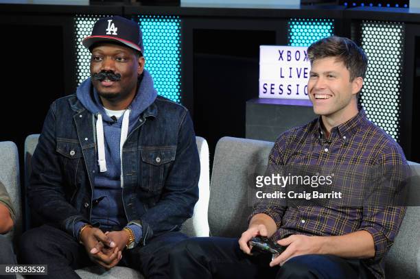 Saturday Night Live's Michael Che and Colin Jost join Xbox Live Sessions to play WOLFENSTEIN II: THE NEW COLOSSUS at Microsoft Store on October 30,...