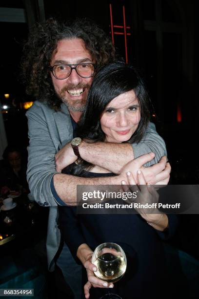 Simon Lelouch and his sister Salome Lelouch attend their father Claude Lelouch celebrates his 80th Birthday at Restaurant Victoria on October 30,...