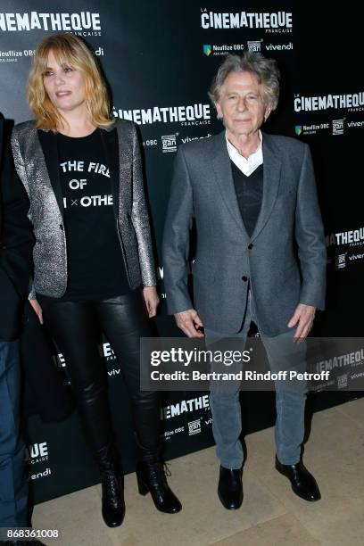 Emmanuelle Seigner and Roman Polanski attend the Tribute to Roman Polanski. Held with a Retrospective of the Director's Work at Cinematheque...