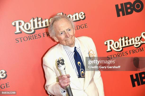 Author and journalist Tom Wolfe attends "Rolling Stone Stories From The Edge" world premiere at Florence Gould Hall on October 30, 2017 in New York...