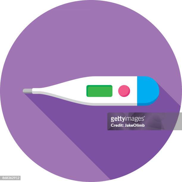thermometer icon flat - fever stock illustrations