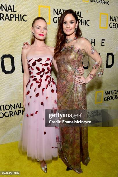 Kate Bosworth and Sarah Wayne Callies attend the premiere of National Geographic's "The Long Road Home" at Royce Hall on October 30, 2017 in Los...