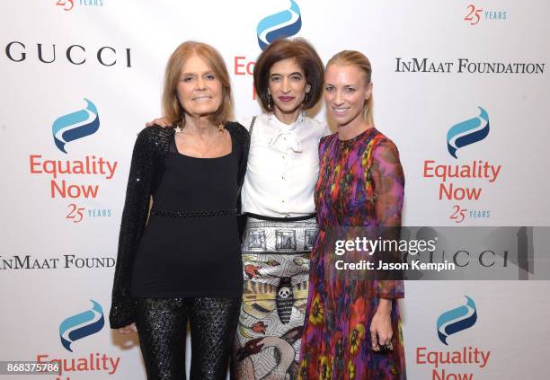 Gala Co-Chair Gloria Steinem, Global Executive Director, Equality Now Yasmeen Hassan and Honoree, President and CEO, Gucci America Susan Chokachi...