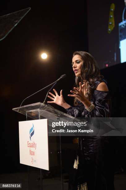 Actress Sheetal Sheth speaks onstage as Equality Now celebrates 25th Anniversary at "Make Equality Reality" Gala at Gotham Hall on October 30, 2017...
