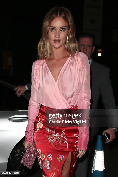 Rosie Huntington-Whiteley attends the Marks & Spencer 'Rosie for Autograph' 5th anniversary celebrations at The Arts Club on October 30, 2017 in...