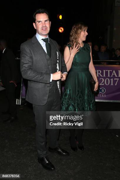 Jimmy Carr and Karoline Copping seen arriving at Pride of Britain Awards at Grosvenor House on October 30, 2017 in London, England.