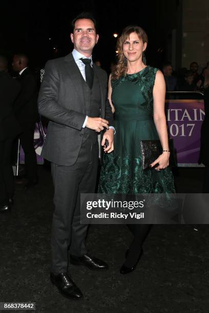 Jimmy Carr and Karoline Copping seen arriving at Pride of Britain Awards at Grosvenor House on October 30, 2017 in London, England.