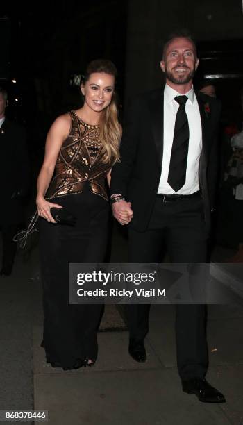 Ola and James Jordan seen leasving Pride of Britain Awards held at Grosvenor House on October 30, 2017 in London, England.