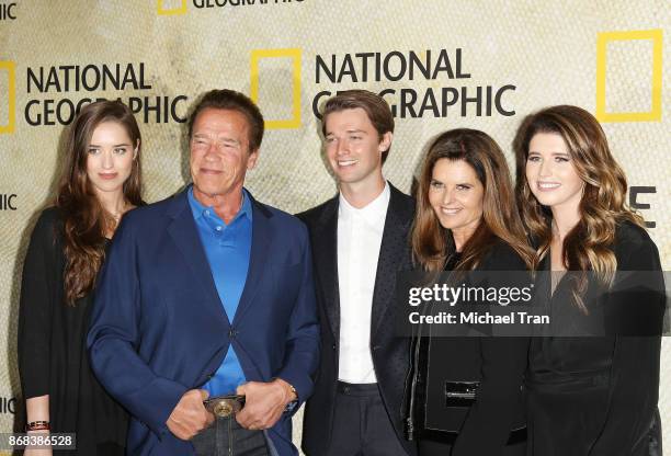 Christina Schwarzenegger, Arnold Schwarzenegger, Patrick Schwarzenegger, Maria Shriver and Katherine Schwarzenegger arrive at the Los Angeles...