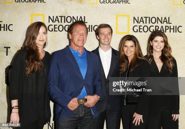 Christina Schwarzenegger, Arnold Schwarzenegger, Patrick Schwarzenegger, Maria Shriver and Katherine Schwarzenegger arrive at the Los Angeles...