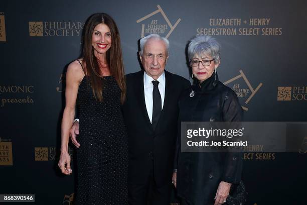 Melissa Shriver and Frank and Berta Gehry attend the 50th Anniversary Of South Coast Plaza at Segerstrom Center For The Arts on October 30, 2017 in...