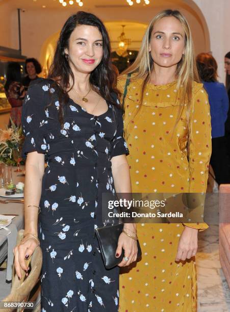 Shiva Rose and Jeanann Williams attend Chairish x Athena Calderone Cook Beautiful LA Dinner at Irene Neuwirth Boutique on October 30, 2017 in West...