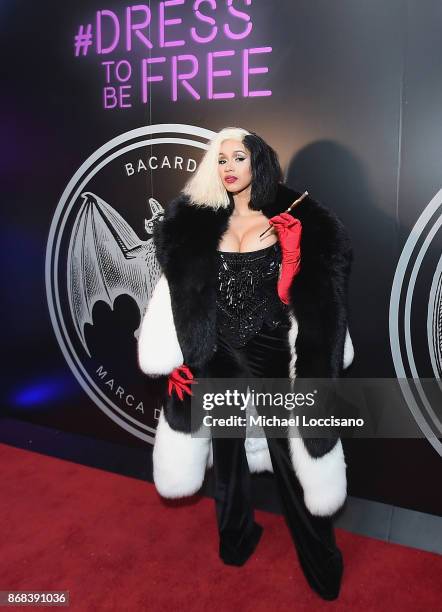 Cardi B attends Dress To Be Free presented by BACARDI with performances by Cardi B and Les Twins at House of Yes on October 30, 2017 in New York City.