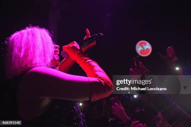 Cardi B performs onstage during BACARDI presents Dress To Be Free with performances by Cardi B and Les Twins at House of Yes on October 30, 2017 in...