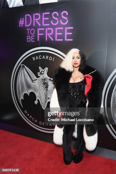 Cardi B attends BACARDI presents Dress To Be Free with performances by Cardi B and Les Twins at House of Yes on October 30, 2017 in New York City.