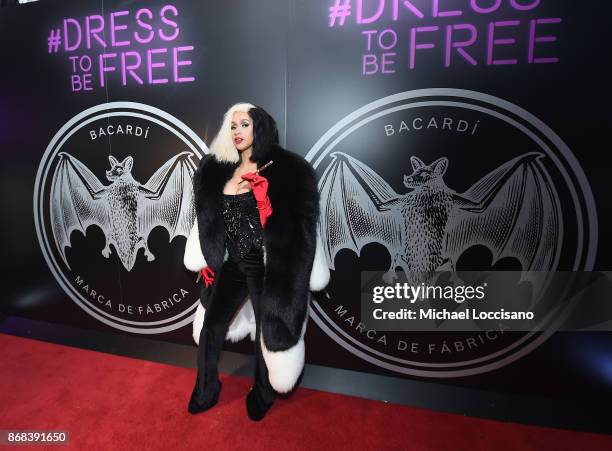 Cardi B attends BACARDI presents Dress To Be Free with performances by Cardi B and Les Twins at House of Yes on October 30, 2017 in New York City.