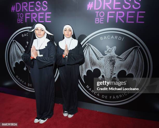 Nicole Albino and Natalie Albino of Nina Sky attend BACARDI presents Dress To Be Free with performances by Cardi B and Les Twins at House of Yes on...