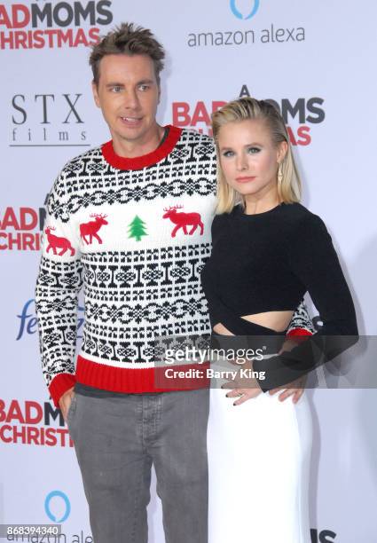 Actor Dax Shepard and actress Kristen Bell attend the premiere of STX Entertainment's 'A Bad Mom's Christmas' at Regency Village Theatre on October...