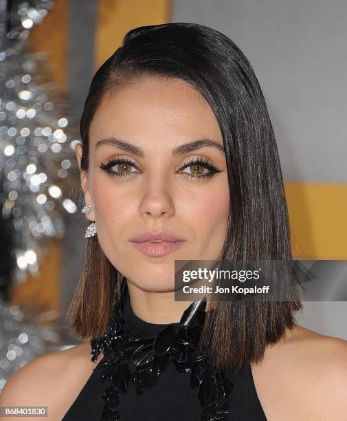 Actress Mila Kunis arrives at the Los Angeles Premiere of "A Bad Moms Christmas" at Regency Village Theatre on October 30, 2017 in Westwood,...