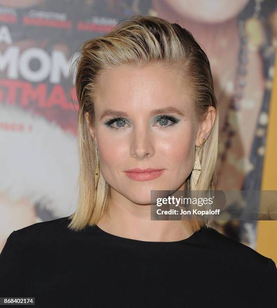 Actress Kristen Bell arrives at the Los Angeles Premiere of "A Bad Moms Christmas" at Regency Village Theatre on October 30, 2017 in Westwood,...