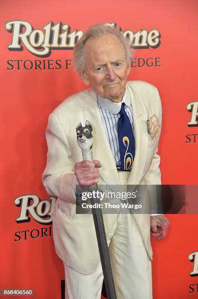 Tom Wolfe attends "Rolling Stone Stories From The Edge" World Premiere at Florence Gould Hall on October 30, 2017 in New York City.