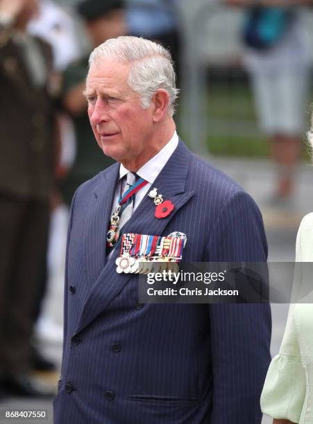 Prince Charles, Prince of Wales attends a memorial ceremony at the Cenotaph war memorial on October31, 2017 in Singapore. Prince Charles, Prince of...