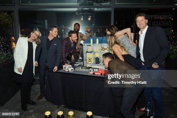 Amy Morton, Jesse Lee Soffer, Patrick John Flueger, LaRoyce Hawkins, Jon Seda, Marina Squerciati, Tracy Spiridakos and Rick Eld attend the One...