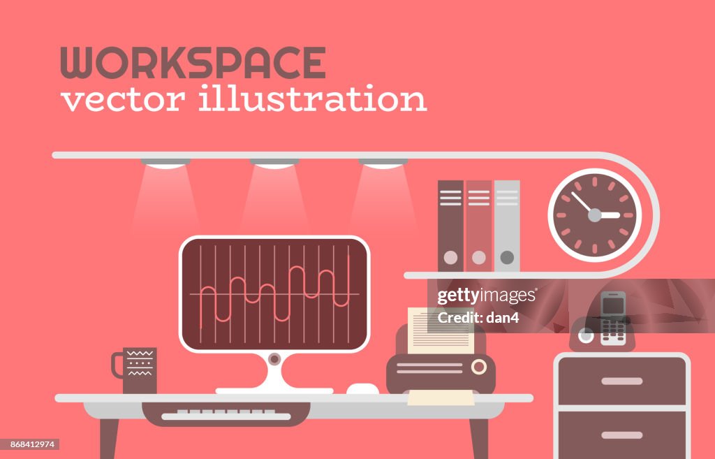 Office Workspaces Vector Office Workspace Vector Illustration High-Res Vector Graphic - Getty Images