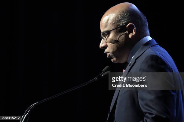 Sanjeev Gupta, executive chairman of Liberty House Group, speaks during the International Mining And Resources Conference in Melbourne, Australia, on...