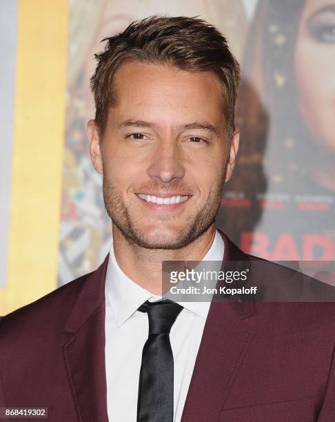 Actor Justin Hartley arrives at the Los Angeles Premiere of "A Bad Moms Christmas" at Regency Village Theatre on October 30, 2017 in Westwood,...