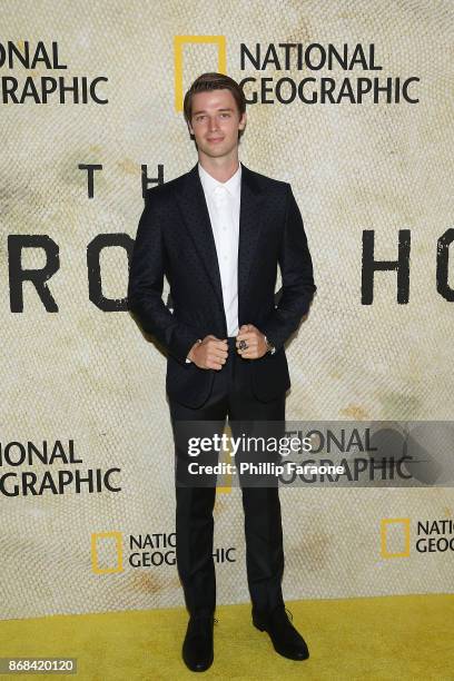 Patrick Schwarzenegger attends the premiere of National Geographic's "The Long Road Home" at Royce Hall on October 30, 2017 in Los Angeles,...