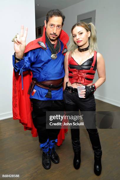 Dino Magis and Siena Oberman attend Diego Boneta’s & David Bernon’s Halloween at the Hedges by Chivas Regal on October 30, 2017 in West Hollywood,...