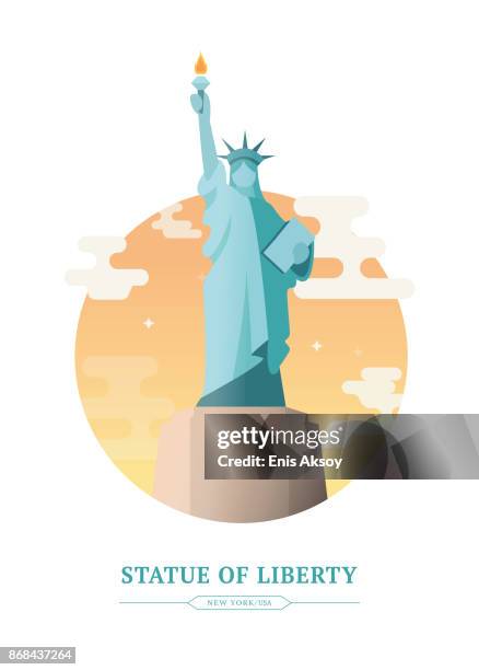 bildbanksillustrationer, clip art samt tecknat material och ikoner med frihetsgudinnan - statue of liberty