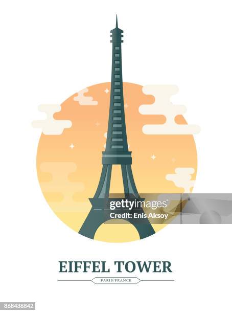 eiffel tower - jardin des tuileries stock illustrations