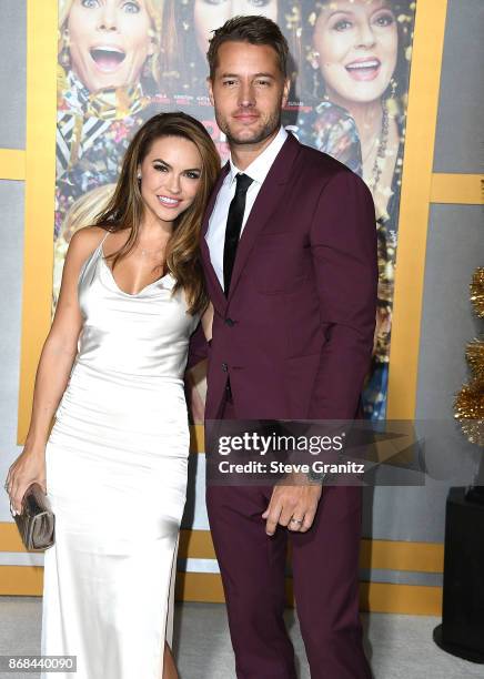 Justin Hartley, Chrishell Stause arrives at the Premiere Of STX Entertainment's "A Bad Moms Christmas" at Regency Village Theatre on October 30, 2017...