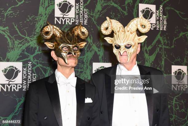David Hyde Pierce and Brian Hargrove attend Bette Midler's 2017 Hulaween Event Benefiting The New York Restoration Project at Cathedral of St. John...
