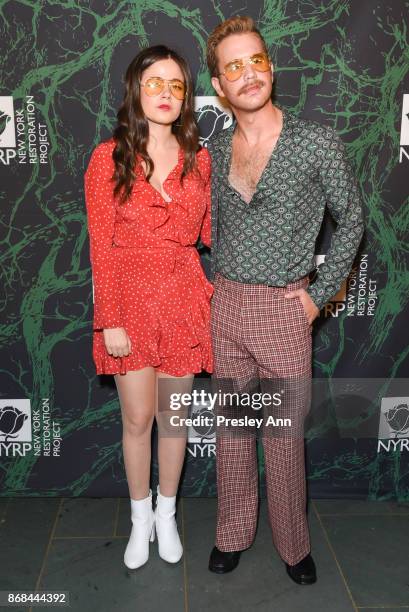 Molly Gordon and Ben Platt attend Bette Midler's 2017 Hulaween Event Benefiting The New York Restoration Project at Cathedral of St. John the Divine...